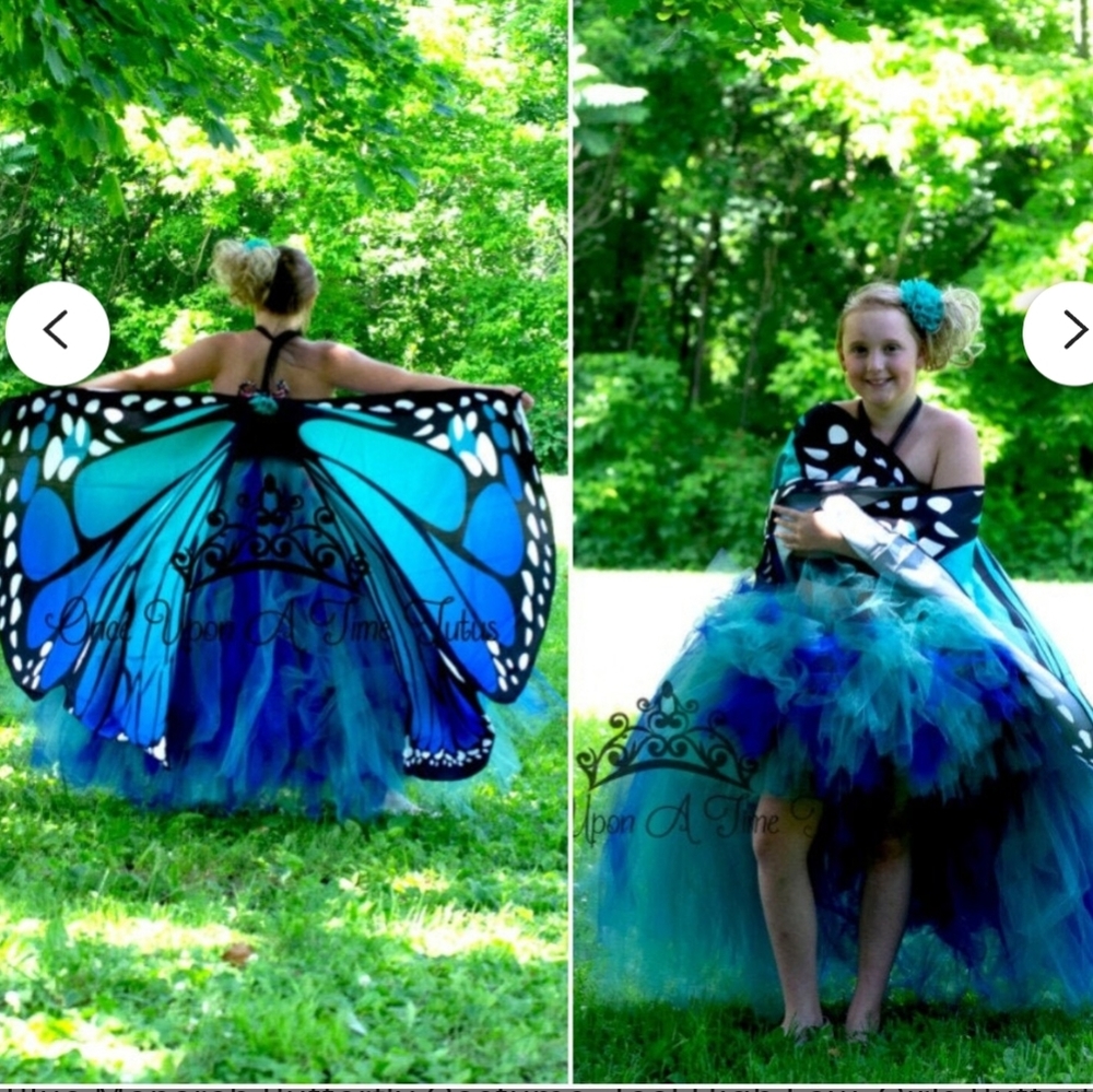 BLUE MONARCH BUTTERFLY COSTUME with WINGS in size C5/6